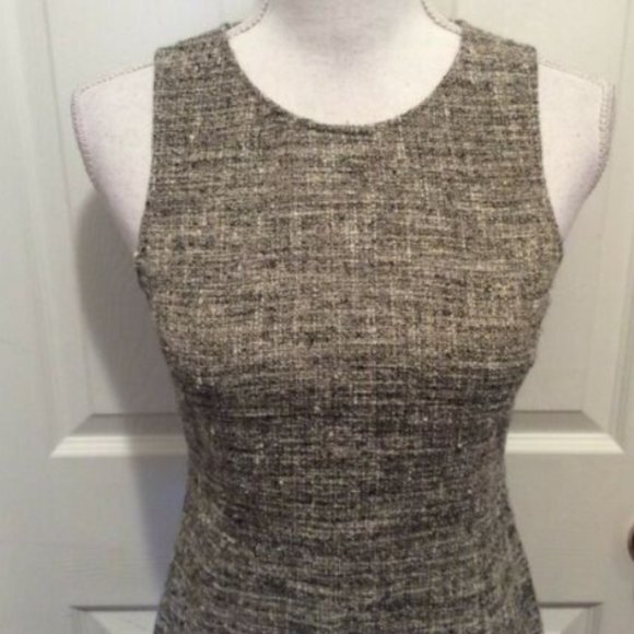 Theory Dress 2 Gray White Tweed Sheath Sleeveless - Picture 2 of 8